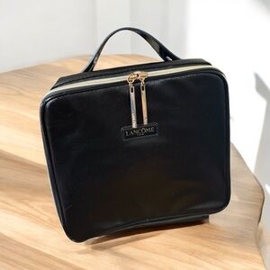 Lancome Black Cosmetic Bag with Gold Zipper and Textured Finish